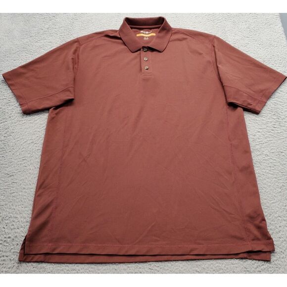 Eddie Bauer‎ Polo Shirt Mens Tall Large Dark Red Performance Systems Slit Collar - Picture 1 of 6